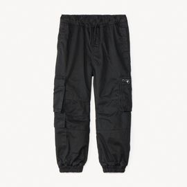 Pantalon En Serge Style Cargo Uni Doublé Pour Garçon - Noir