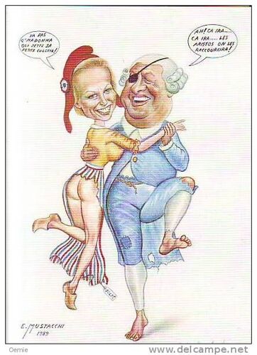 Emile Mustacchi Peintre Catalan Mini Poster 030 X 022 Caricature Avec Jean Marie Lepen 1989