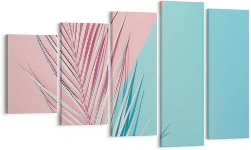Art mural sur toile - Motif abstrait de feuille de palmier - Impressions sur toile modernes - Impressions d'art pour décoration de la maison, salon, chambre à coucher 100 x 55 cm. (sans cadre)