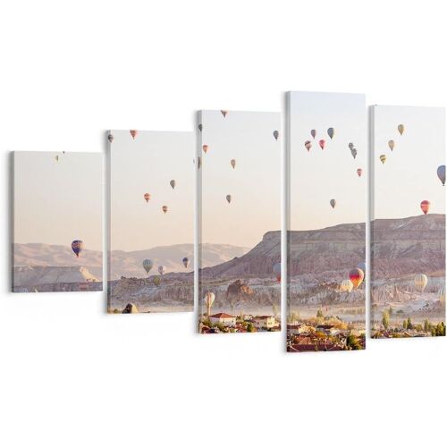 Toile murale d'art - Ville, ballon, vol, paysage, Turquie - Impressions sur toile - Impressions artistiques pour décoration de la maison, salon, chambre à coucher 100 x 55 cm. (sans cadre)