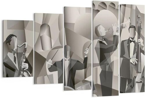 Impression sur toile murale avec groupe d'abstraction, groupe de jazz, culture artistique, impressions artistiques pour décoration de la maison, salon, chambre à coucher 100 x 55 cm. (sans cadre)