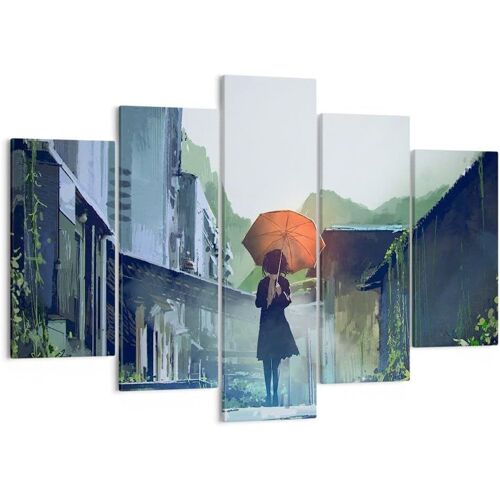 Impression sur toile murale abstraite - Architecture urbaine - Femme - Impressions artistiques pour décoration de la maison, salon, chambre à coucher 100 x 55 cm. (sans cadre)