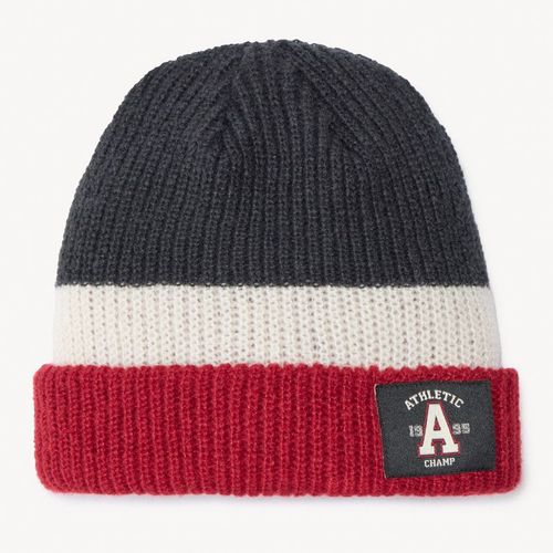 Bonnet En Tricot Côte Avec Patch Fantaisie Pour Garçon - Gris Foncé