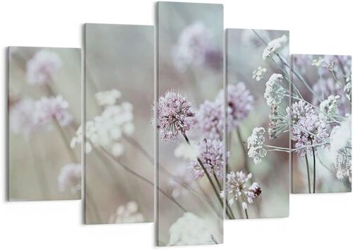 Impression sur toile murale avec fleurs de prairie, paysage naturel, plantes, impressions artistiques pour décoration de la maison, salon, chambre à coucher 50 x 25 cm. (sans cadre)