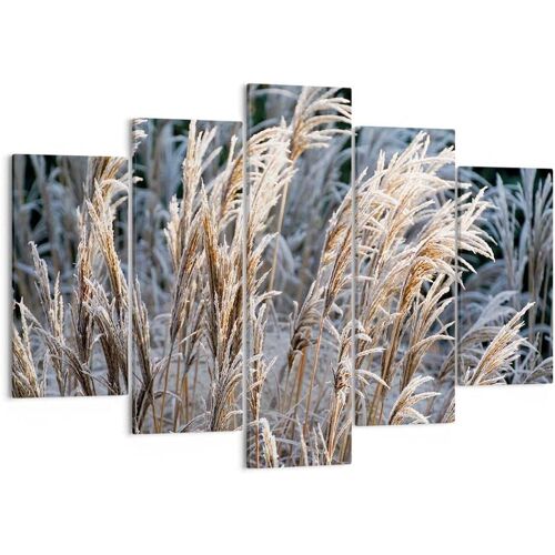 Impression sur toile murale avec herbe de la pampa, prairie, nature, botanique, impressions artistiques pour décoration de la maison, salon, chambre à coucher 50 x 25 cm. (sans cadre)