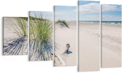 Impression sur toile murale avec paysage de dunes, plage, mer, nature, impressions artistiques pour décoration de la maison, salon, chambre à coucher 150 x 80 cm. (sans cadre)