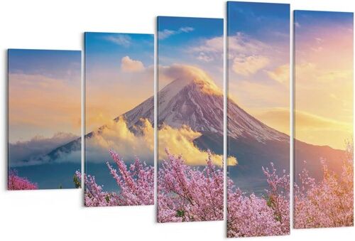 Impression sur toile murale avec paysage du mont Fuji, volcan japonais, impressions artistiques pour décoration de la maison, salon, chambre à coucher 200 x 100 cm. (sans cadre)