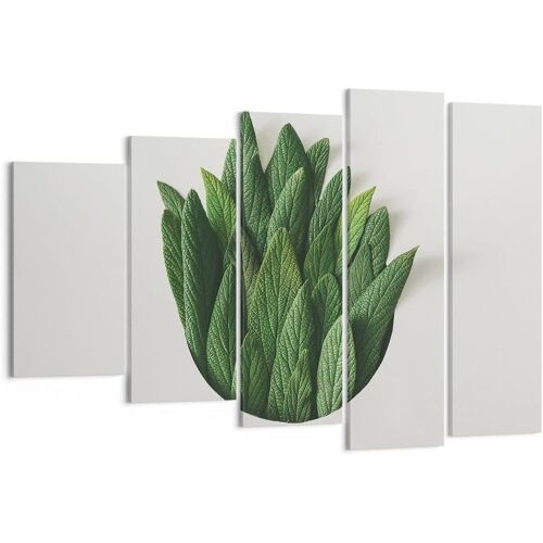 Art mural sur toile - Sauge, feuille de sauge, herbes, jardin, impressions sur toile pour décoration de la maison, salon, chambre à coucher 50 x 25 cm. (sans cadre)