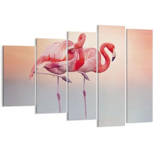 Art mural sur toile - Flamants roses, oiseaux, animaux naturels - Impressions sur toile pour décoration de la maison, salon, chambre à coucher 200 x 100 cm. (sans cadre)