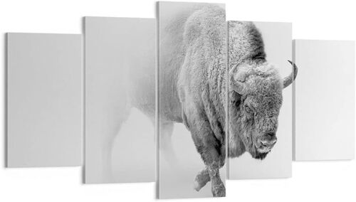 Impression sur toile murale avec animaux Wisent, bison, nature, impressions artistiques pour décoration de la maison, salon, chambre à coucher 100 x 55 cm. (sans cadre)