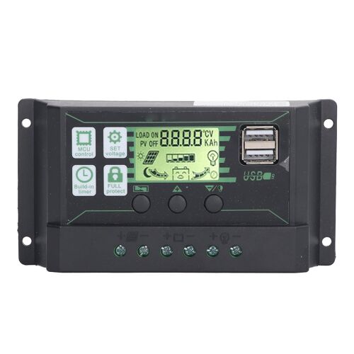 Pwm Solar Charge Controller Regulator Lcd Display pour Open Agm Gel Batteries 12V 24V 100a 2 Usb Pv Panel Control