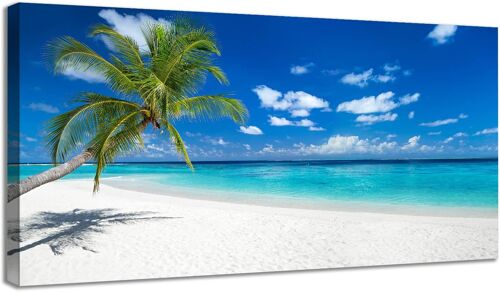 Plage côtier océan paysage coucher de soleil nature mur art peintures murales impressions décor pour murs pour salon chambre salle de bain plage 100 x 55 cm. (sans cadre)