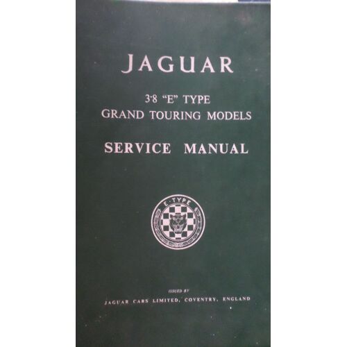 Jaguar 3.8 "E" Type Grand Touring Service Manual - Livre Technique Jaguar