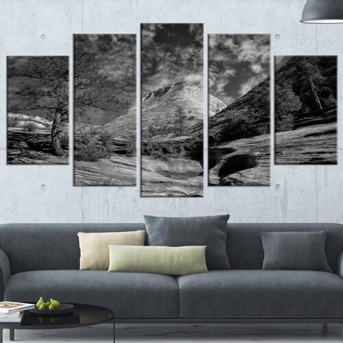Couches de Red Rock Grey avec CloudsLandscape Art Canvas PrintDiamond Shape 50 x 25 cm. (sans cadre)