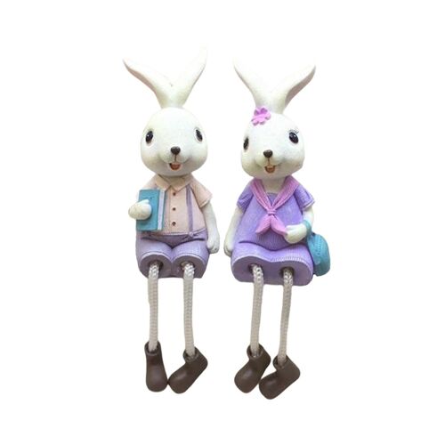 Résine Ornements de lapin, Saint-Valentin Couple Lapins Figurine Statue pour Home Office Jardin Décor de bureau