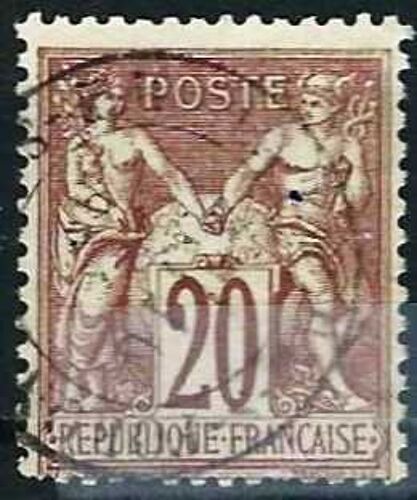 France 1876 / 78, Bel Exemplaire Yvert 67, Groupe Allégorique Paix Et Commerce Type Sage, 20c. Brun Lilas, Oblitéré Beau Cachet Rond, Be, Cote 15.