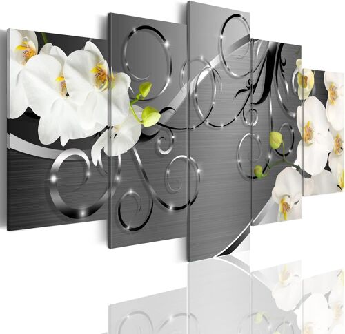 Fleur CanvaWall Art bleu imprimé Floral peinture moderne décoratif pour salon étiré et 50 x 25 cm. (sans cadre)