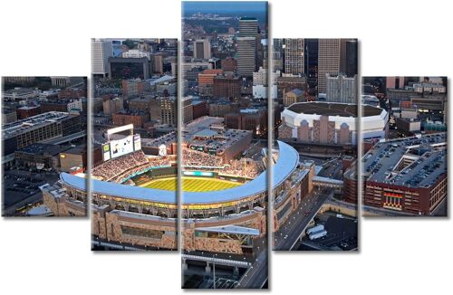 Impression sur toile murale Target Field - Stade de baseball américain - Décoration d'intérieur moderne - Images de stade de baseball - Peintures imprimées sur toile 100 x 55 cm. (sans cadre)