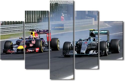 Décoration d'intérieur rustique en forme de course de voiture, décoration de maison de Grand Prix pour salon, peintures murales sur toile moderne enveloppée dans une gale 100 x 55 cm. (sans cadre)