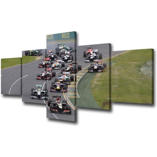 Voitures de course en Formule 1 sur le circuit de Sepang - Peinture murale imprimée sur toile - Décoration moderne pour la maison, giclée enveloppée dans une galerie 150 x 80 cm. (sans cadre)