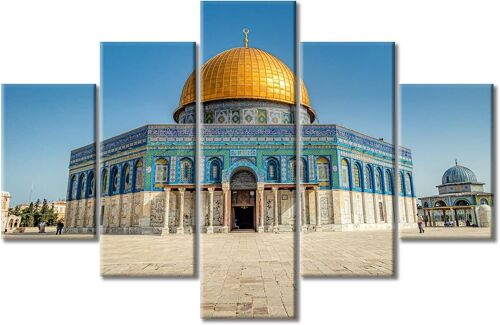 Jérusalem Israël Décoration murale Dôme du Rocher CanvaWall Peinture Décoration de chambre à coucher pour murs de maison Mosquée d'Alaqsa Photos Décoration d'intérieur po 100 x 55 cm. (sans cadre)