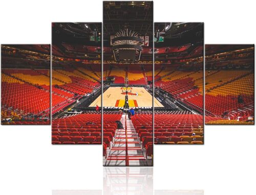Art sportif encadré Miami Heat Florida Photos American Airline Arena PeinturesMulti CanvaWall ModernHome Decor pour salon affiches et impressions giclées 150 x 80 cm. (sans cadre)