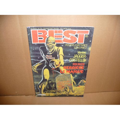 Best N° 185- Décembre 1983 - Mick Jagger- Johnny Hallyday - Nina Hagen - Jane Birkin. Posters Judas Priest, Eurythmics
