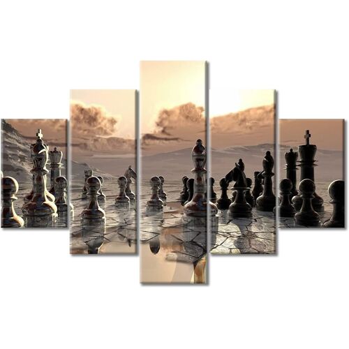 CanvaWall Art ChesWall Décorations pour salon Coucher de soleil Peinture murale vintage pour salon Art mural Maison Décoration moderne Affiche et impressions 200 x 100 cm. (sans cadre)