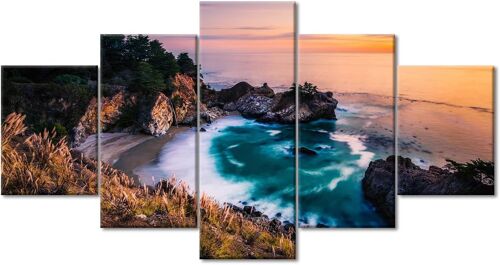 McWay FallWall Art Julia Pfeiffer Burns State Park Décoration murale moderne avec coucher de soleil et paysage pour salon, chambre à coucher, bureau 200 x 100 cm. (sans cadre)