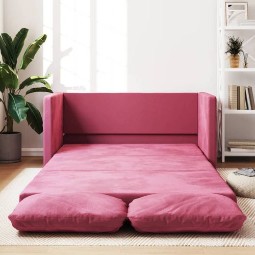 Vidaxl Canapé-Lit 2 En 1 Rouge Bordeaux 122x204x55 Cm Velours