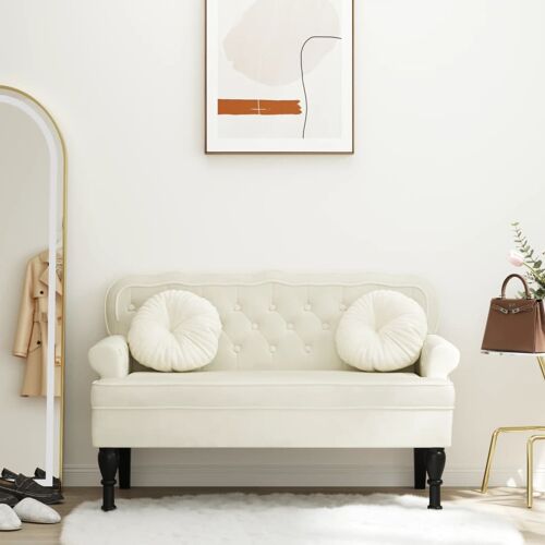 vidaXL Banc avec dossier crème 119,5x64,5x75 cm velours