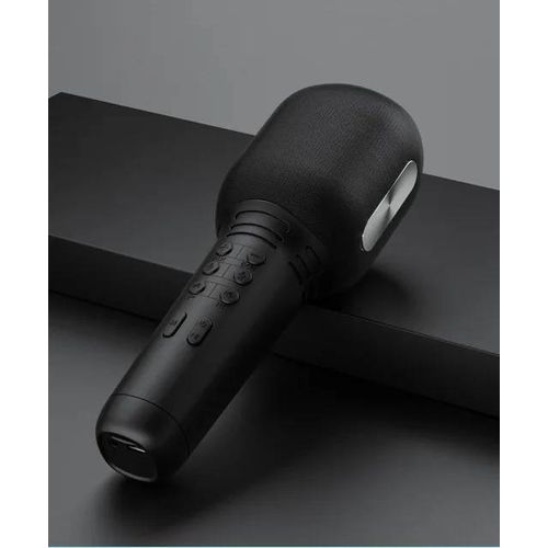 Haut-parleur Bluetooth karaoké portable avec 2 microphones, caisson de basses, 360 stéréo, prend en charge la carte TF, USB, AUX, fête de famille, nouveau-Black