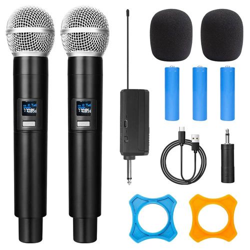 Microphone sans fil 2.4G, 2 canaux, UHF, portable, Rechargeable, pour karaoké, réunion de fête de mariage en direct 2.4G Wire[Z133]