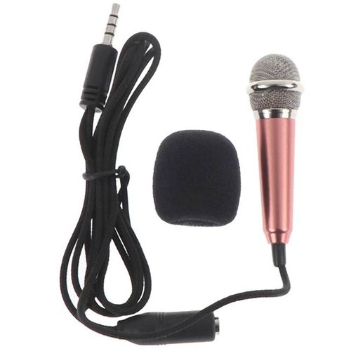 Mini micro stéréo en métal pour studio, micro karaoké, KTV, téléphones intelligents, ordinateur portable, PC de bureau, déterminer l'audio, micro de petite taille, 3.5mm, 3.5mm-Gold