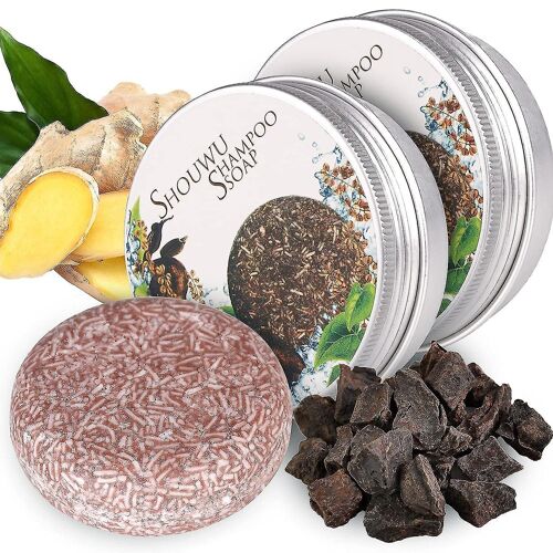 2pcs Hair Darkening Shampoo Bar, 55g Shouwu Hair Darkening Organic Black Saop, Black Hair Shampoo Bar Pour Cheveux Gris, Unisexe