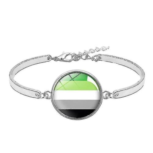 2pcs Arc-En-Ciel Gay Lesbienne Bracelet Verre Gemme Bijoux Bracelet À Main Argent