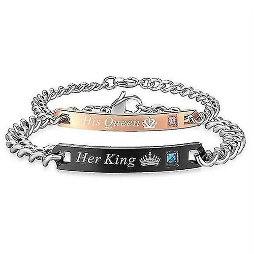 1 Paire Set De Tout Match Diamond Couple Bracelet En Acier Inoxydable Cadeau De Saint-Valentin