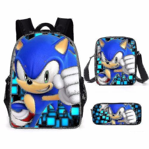 3pcs 3d Print Super Sonic Sac À Dos Sacs À Bandoulière Étui À Crayon