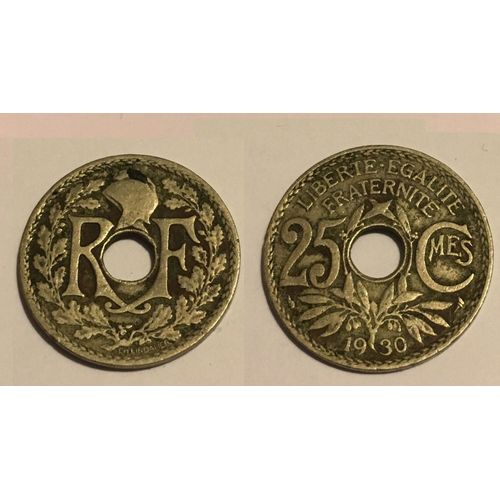 Pièce Monnaie 25 Cts Centimes France 1930