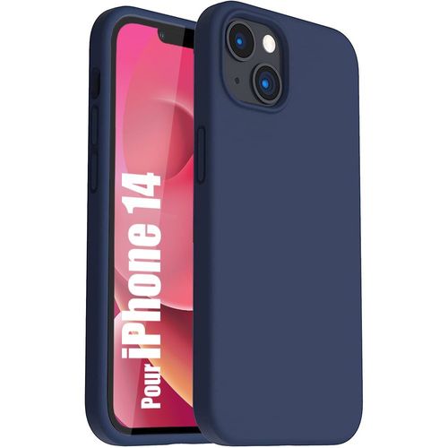 Coque Silicone Iphone 14 Ultra Slim Mat Bleu Marine Anti Rayures