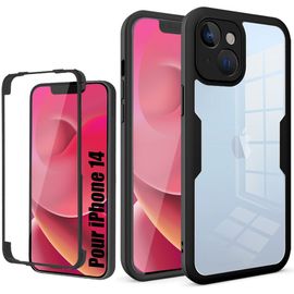 Coque Pour Iphone 14 - Integrale Antichoc 360 Transparente Noir