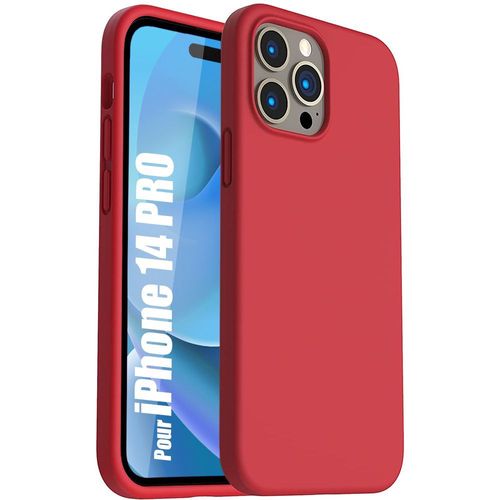 Coque Silicone Pour Iphone 14 Pro Rouge Mat Antichoc