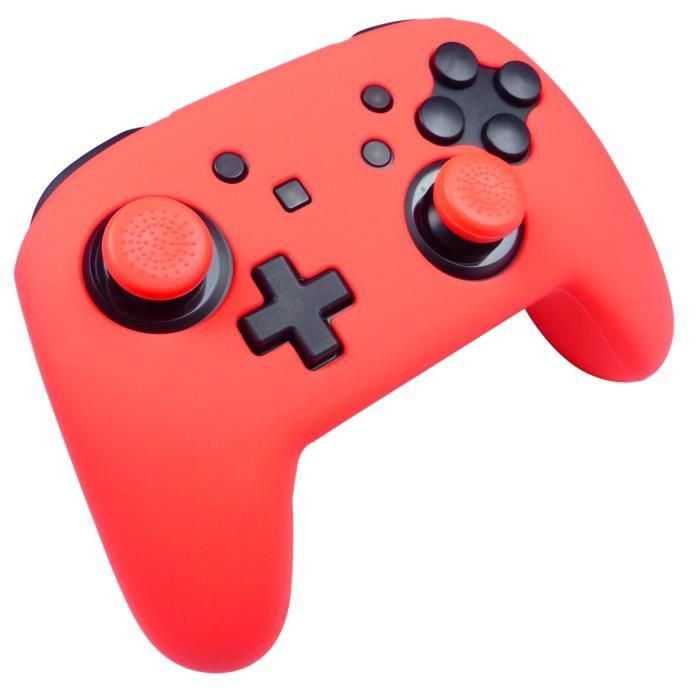 Protection en silicone rouge neon + caps Subsonic pour manette Nintendo Switch Pro Controller