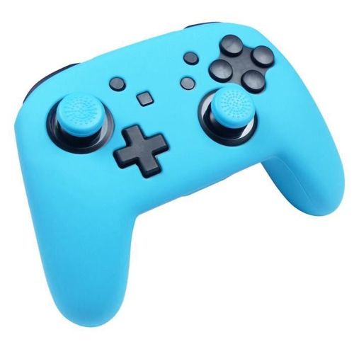Protection En Silicone Bleu Neon + Caps Subsonic Pour Manette Nintendo Switch Pro Controller