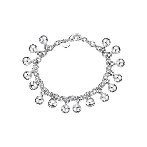 Bracelet Jingle À La Mode En Cuivre Et En Argent Plaqué Solid Link Chain Bracelet Anklet Wrist Bijoux Pour Femmes Femmes Filles (Argent)