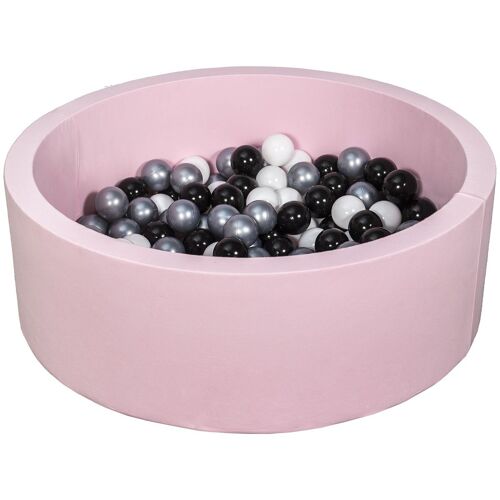 Piscine À Balles Aire De Jeu + 150 Balles Rose Noir, Blanc, Argent
