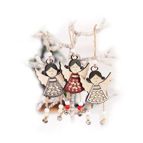 Ange Ornements De Noël En Bois, Pendentifs, Artisanat Suspendu, Ornement D'arbre De Noël, Décoration De Fête De Noël, Bricolage, 3 Pièces