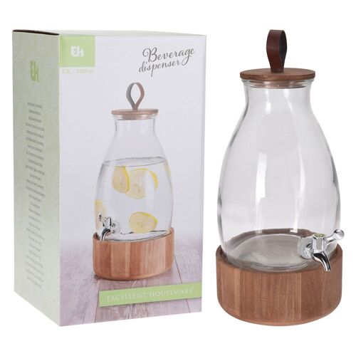 1 X Pichet Distributeur Sur Socle En Bois 5,5 Litres