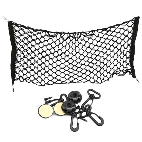 Filet Barrière De Voiture Pour Chien 35.4 ""X 15.8"", Crochet Et Filet De Siège Arrière En Maille Extensible, Organisateur D'obstacle, Conduite Sûre Avec Enfants Et Animaux Domestiques