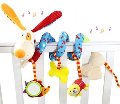 Hochet Spiral en Peluche Multi Activités - Jouet d'éveil pour Jouet Poussette/Jouet Siege Auto/Jouet Berceau